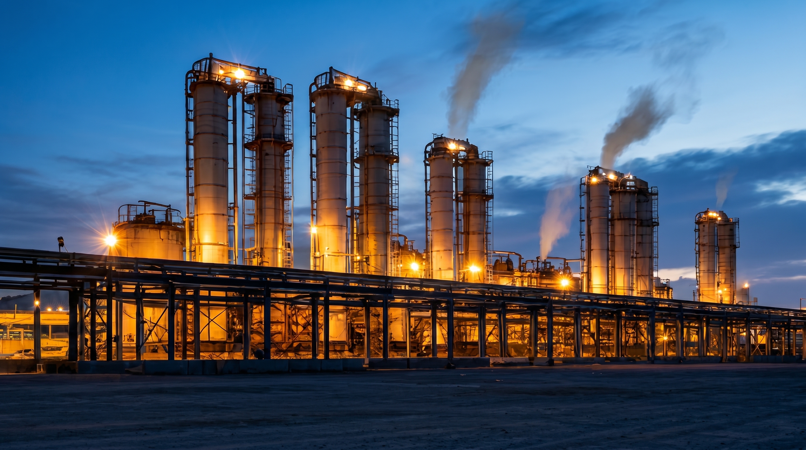 Industrial machinery at dusk